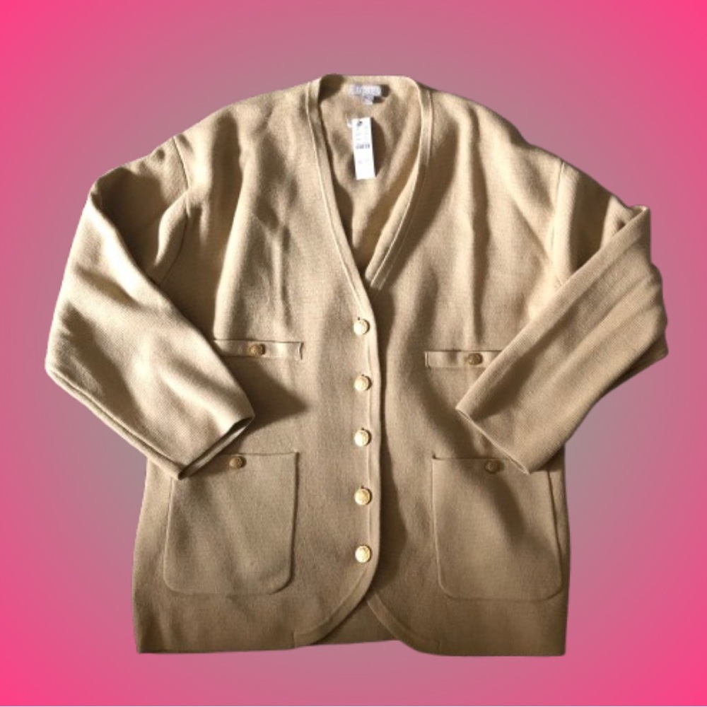 NWT J. Crew long v neck sweater light khaki neutral sz Medium - Picture 3 of 16